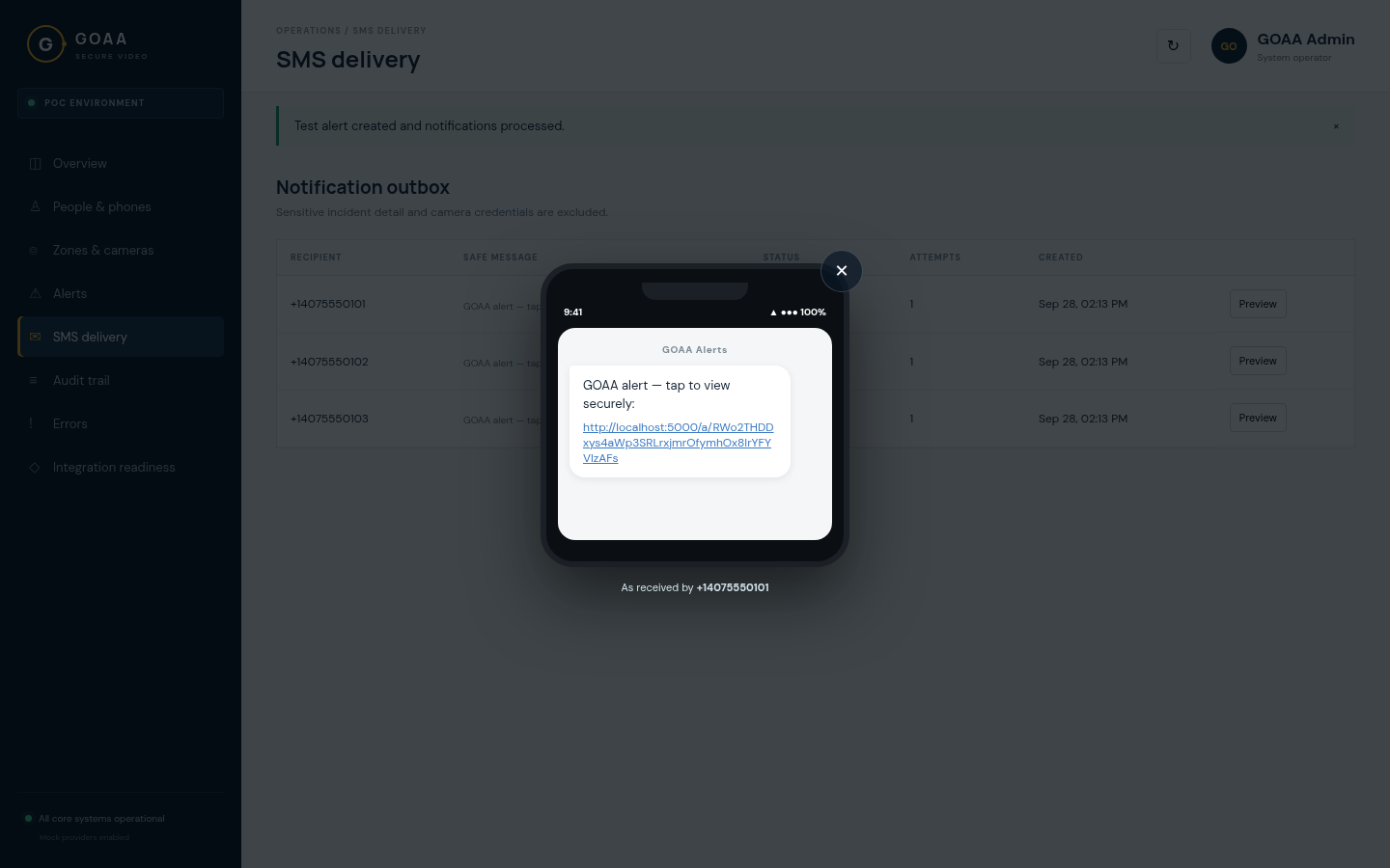 SMS preview