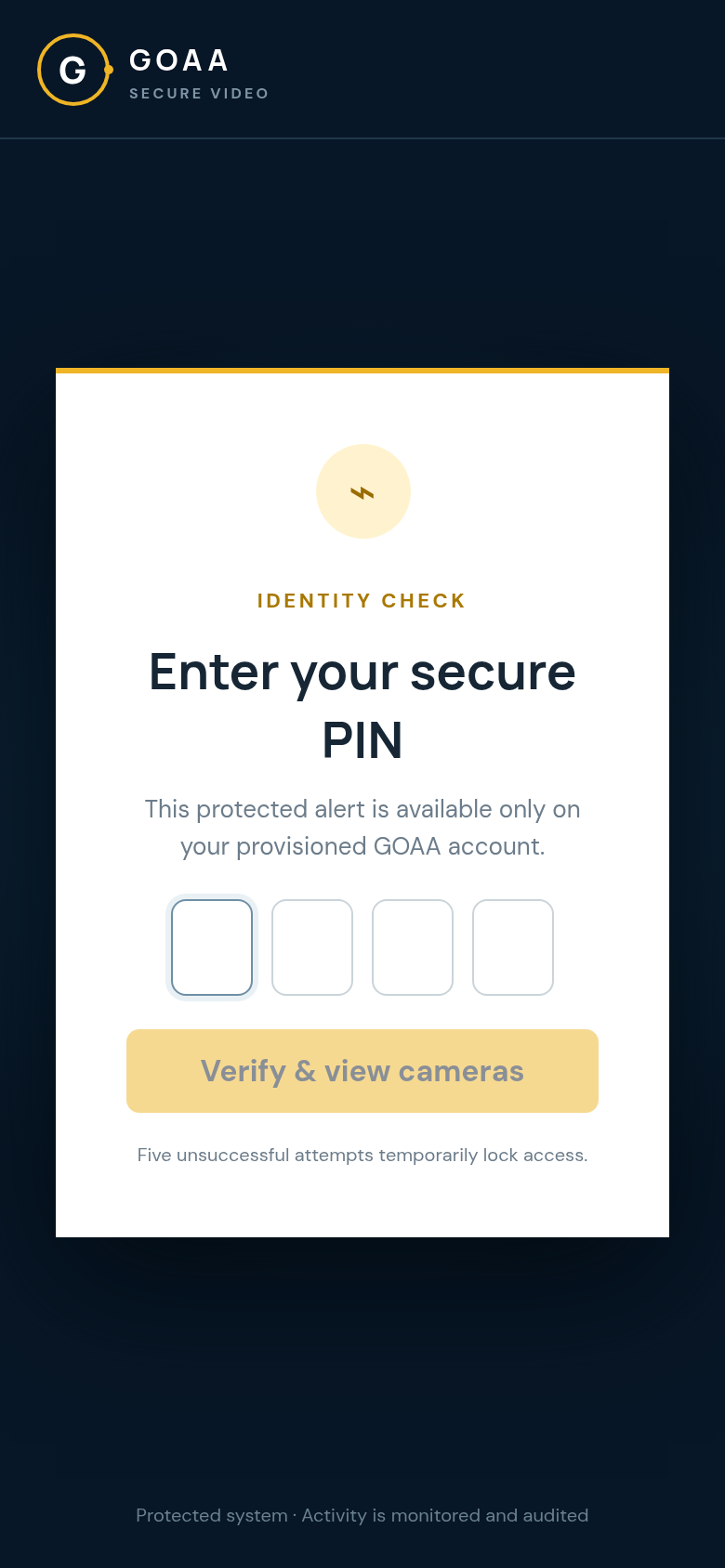 PIN screen