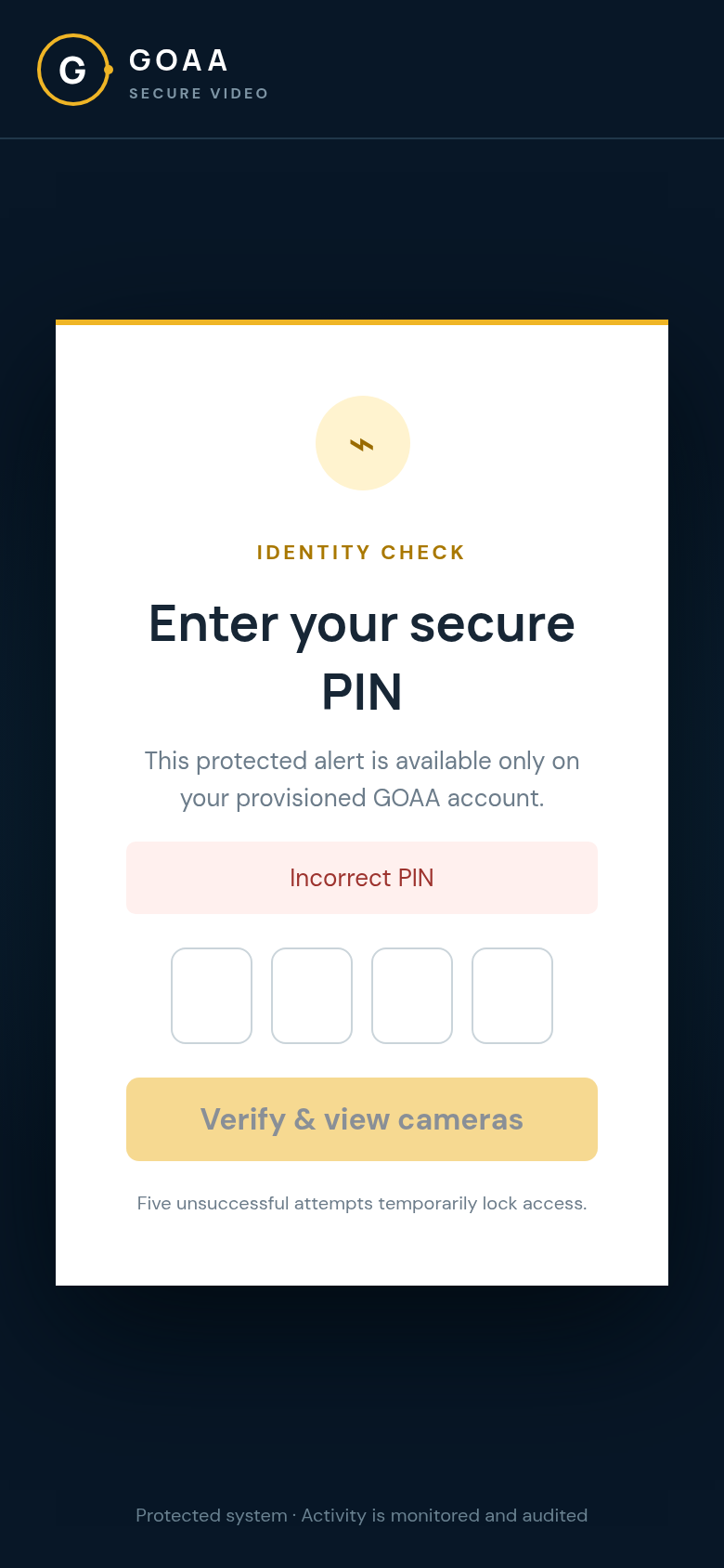 Incorrect PIN